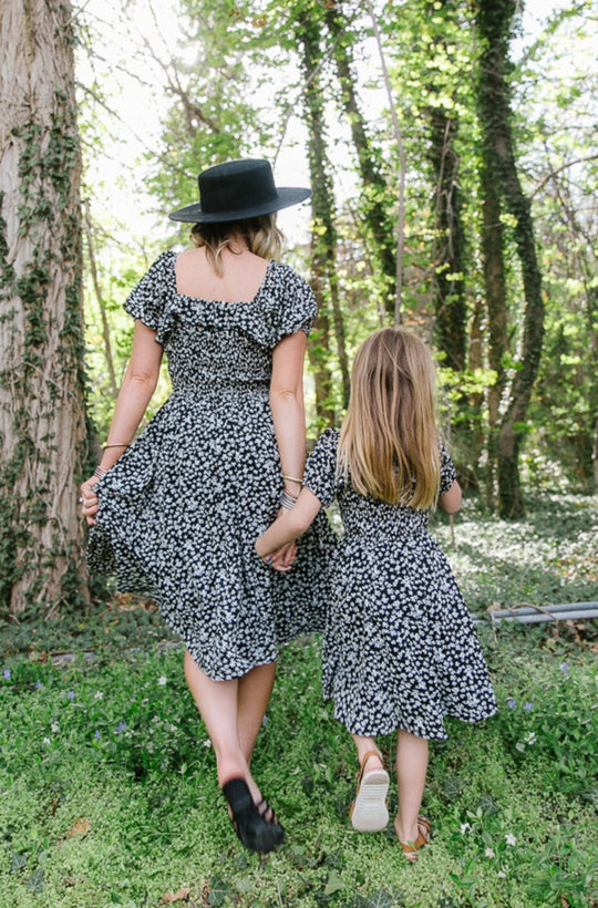 Mini Rae Dress in Black Daisy