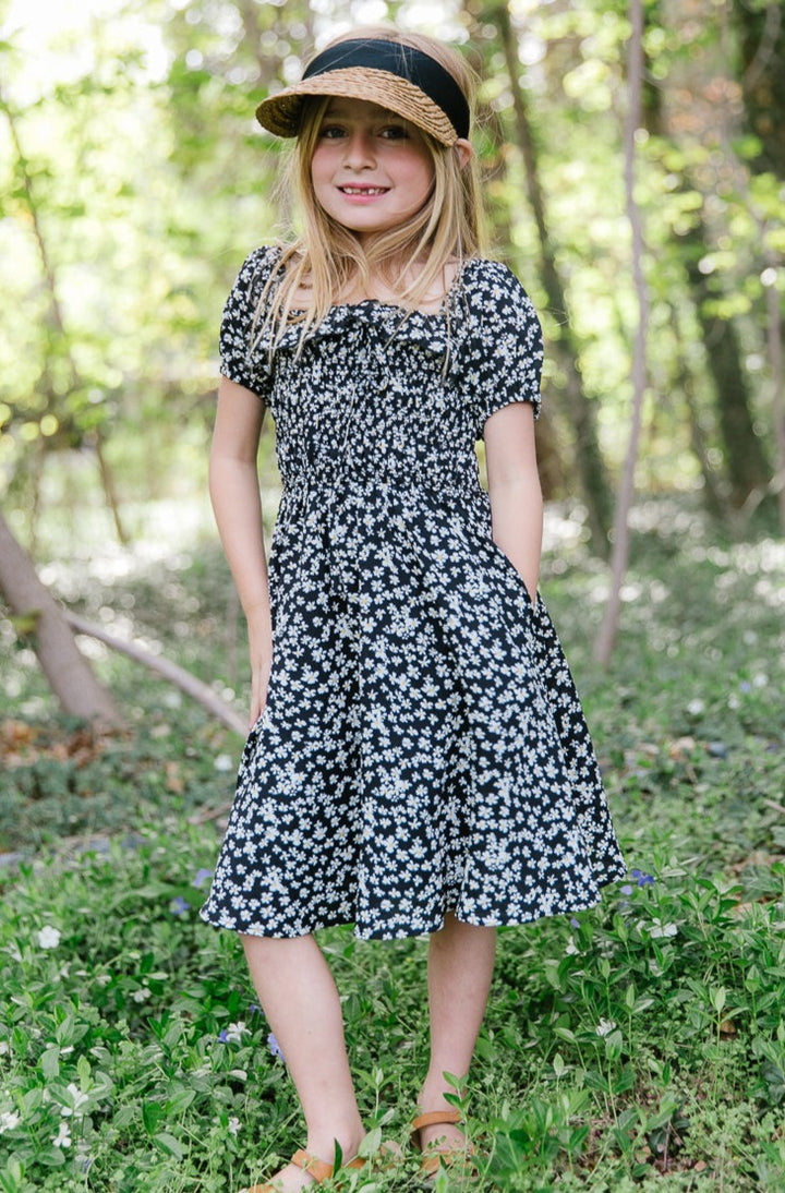 Mini Rae Dress in Black Daisy - FINAL SALE