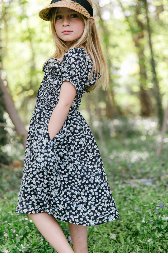 Mini Rae Dress in Black Daisy