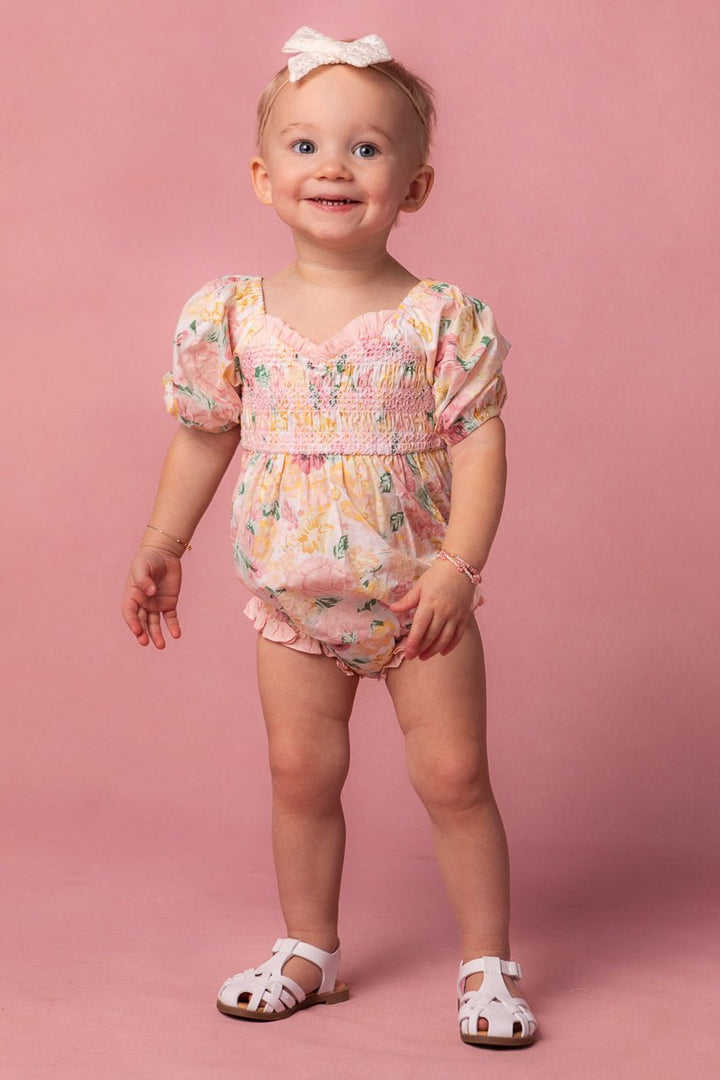 Baby Roselyn Romper in Pastel Floral-Baby