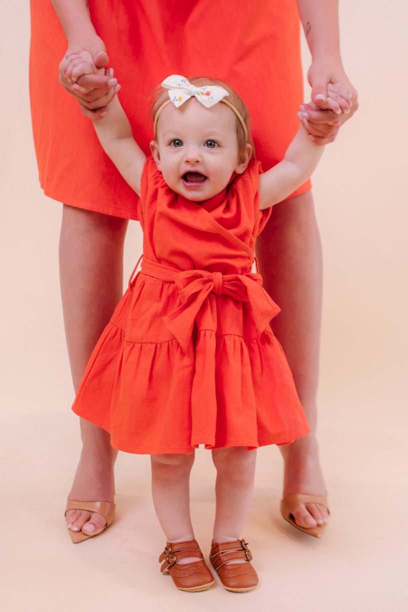 Baby Sage Dress Set in Coral - FINAL SALE-Baby