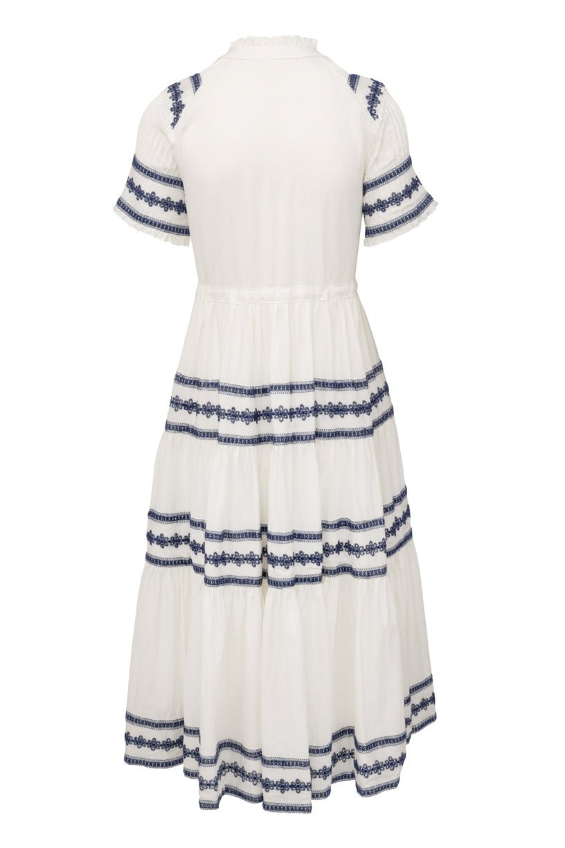 Santorini Dress in White With Blue Stripes - Ivy City Co