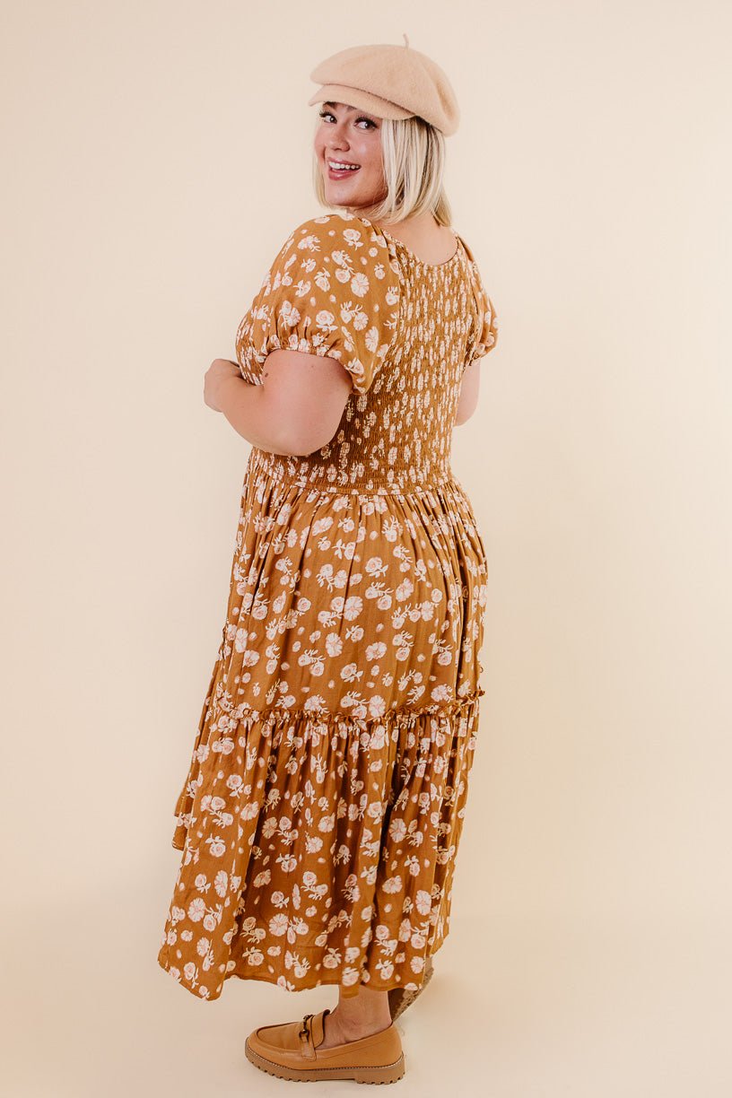 Sienna Dress in Brown Floral-Adult