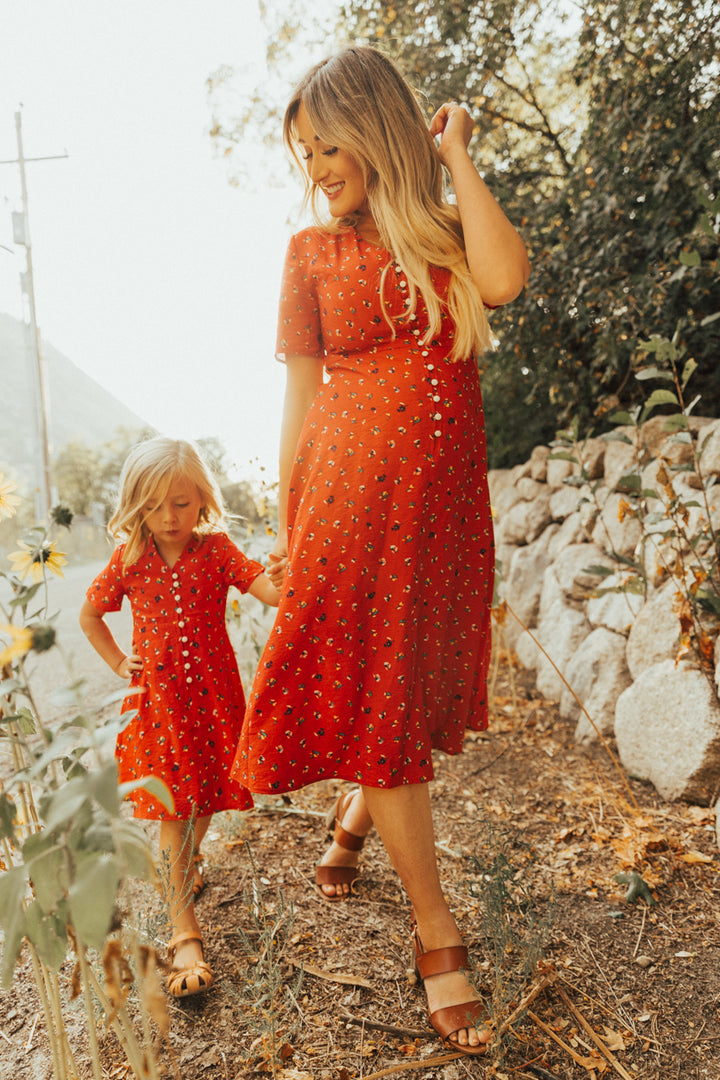 Allie Floral Dress in Red - FINAL SALE