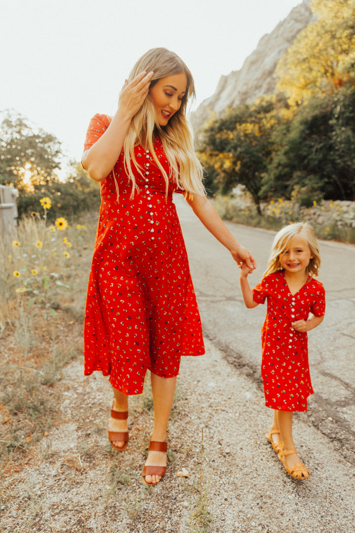 Mini Allie Floral Dress in Red - FINAL SALE
