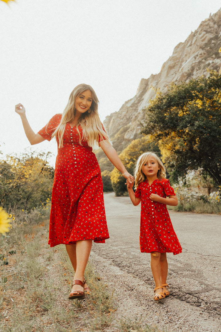 Allie Floral Dress in Red - FINAL SALE