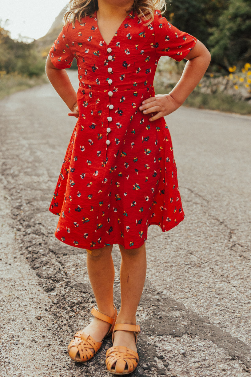 Mini Allie Floral Dress in Red - FINAL SALE