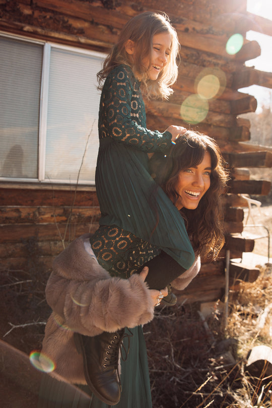 Arabella Lace Dress in Hunter Green
