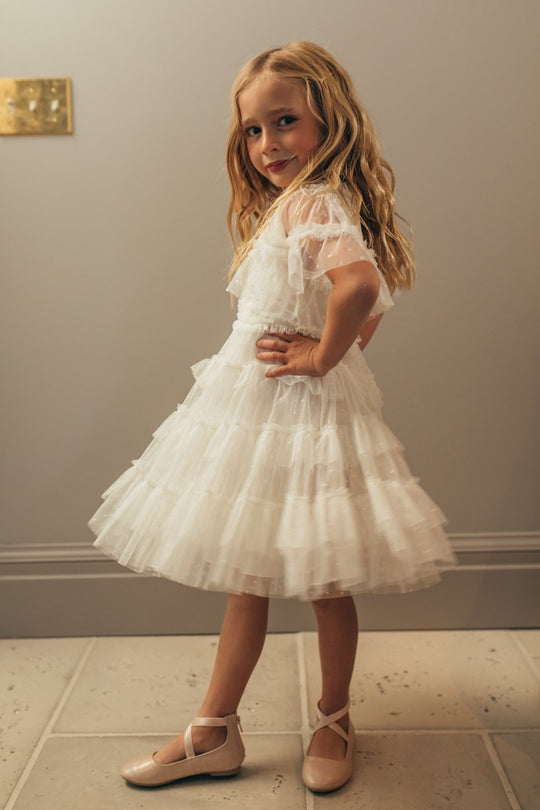 Ivy City Co | Mini Whimsical Dress | Flutter sleeve tulle tiered skirt Ivy City Co | Mini Whimsical Dress | Flutter sleeve tulle tiered skirt