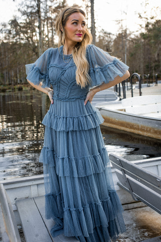 Whimsical Dress in Slate Blue