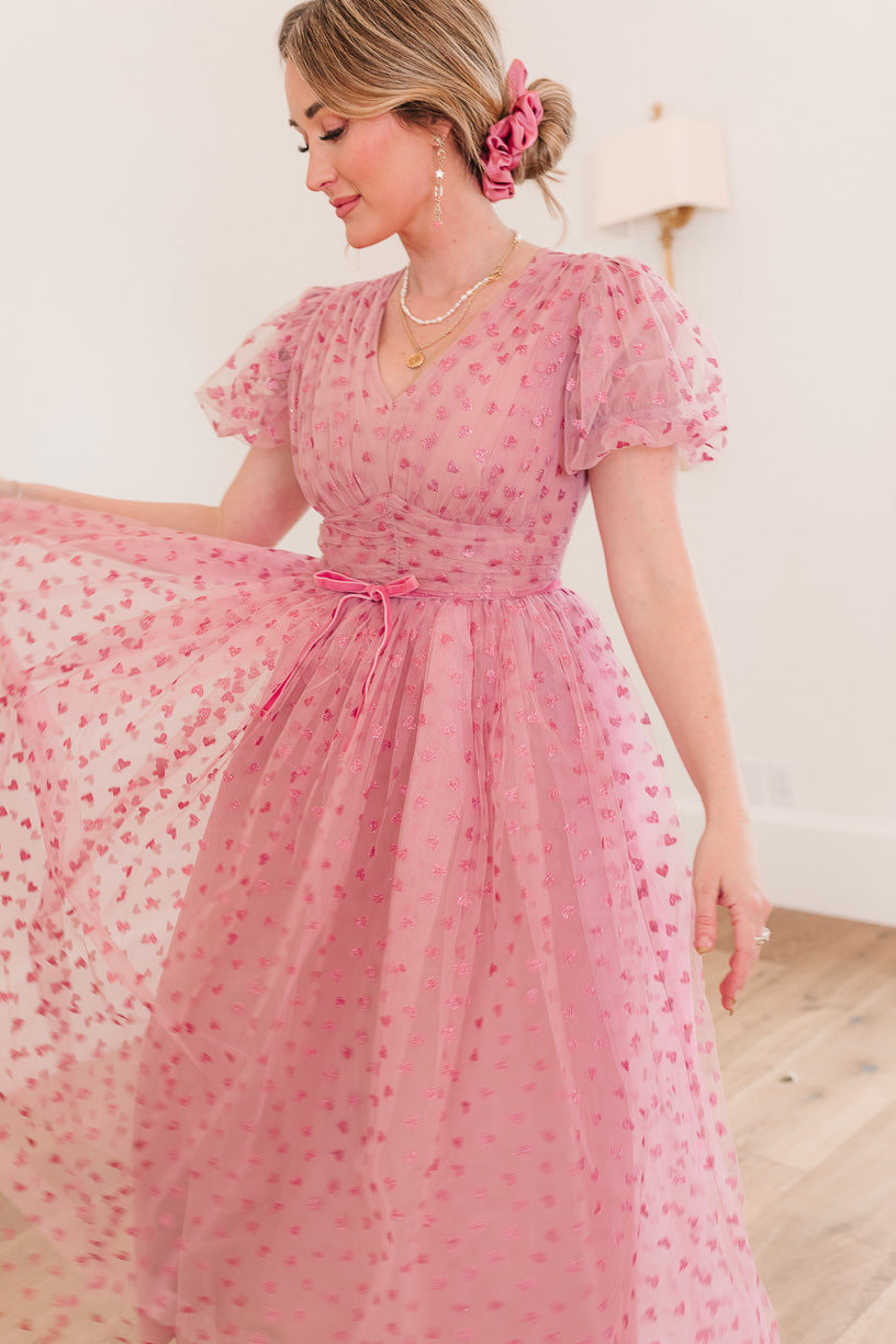 Adore you Dress in Pink Hearts - FINAL SALE