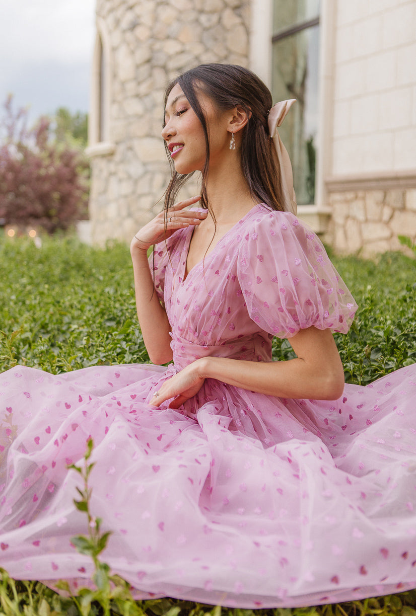 Adore you Dress in Pink Hearts - FINAL SALE