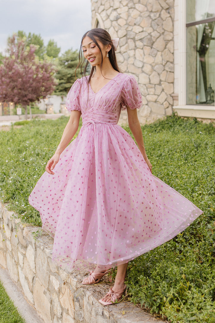 Adore you Dress in Pink Hearts - FINAL SALE