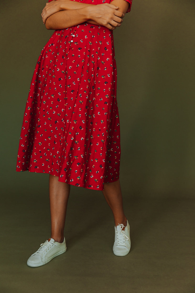 Allie Floral Dress in Red - FINAL SALE