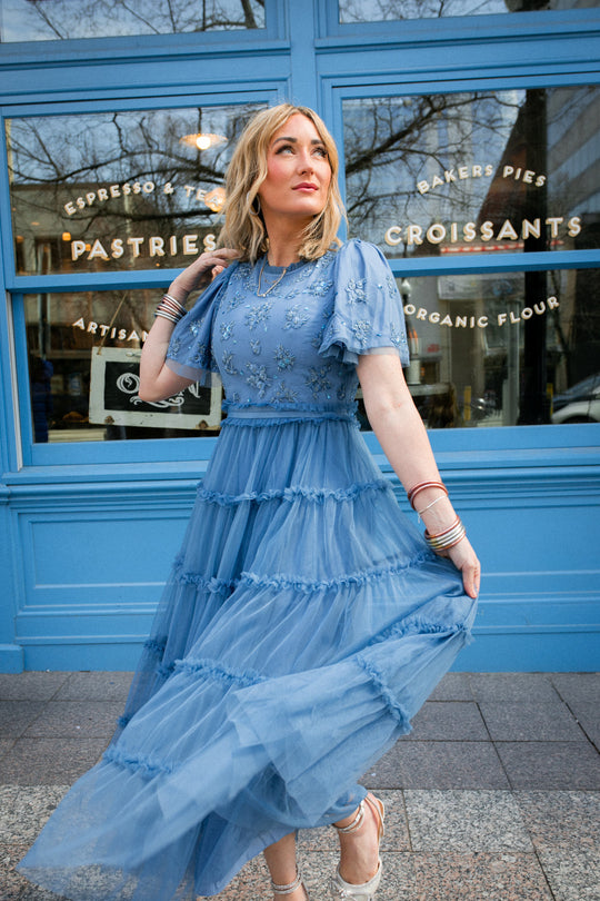 Anastasia Dress in Tufts Blue