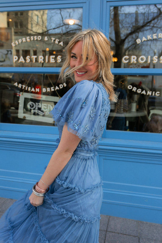 Anastasia Dress in Tufts Blue
