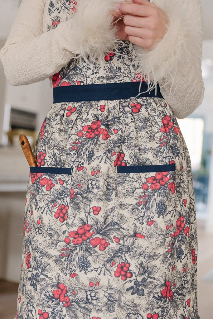 Ivy Apron in Berry Toile-Adult