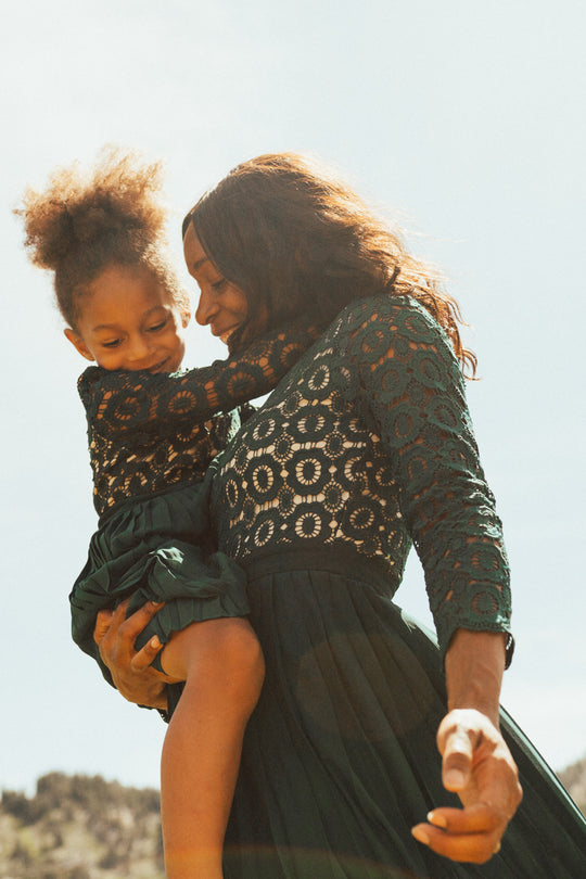 Arabella Lace Dress in Hunter Green