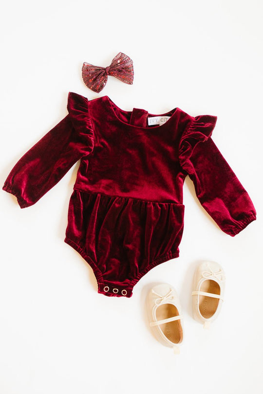 Baby La La Lady Romper in Wine - FINAL SALE-Baby