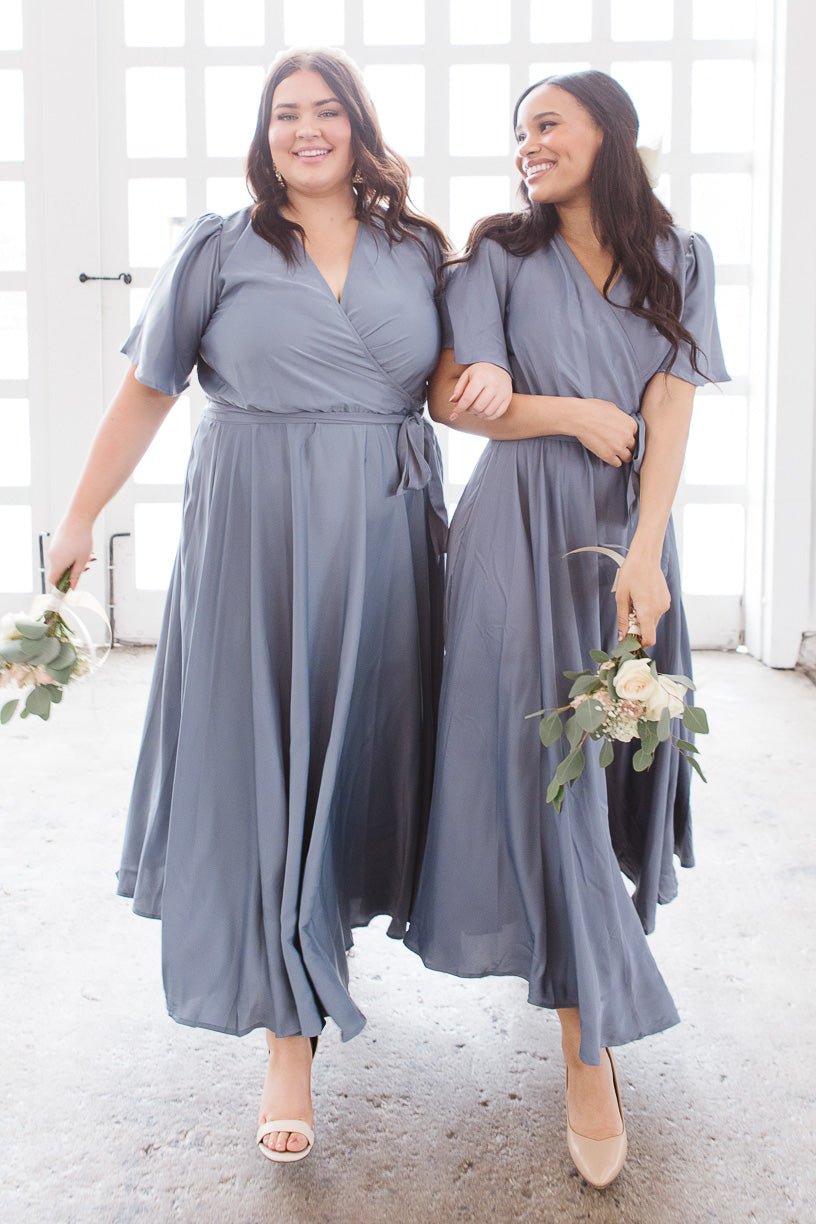 Steel blue plus shop size bridesmaid dresses