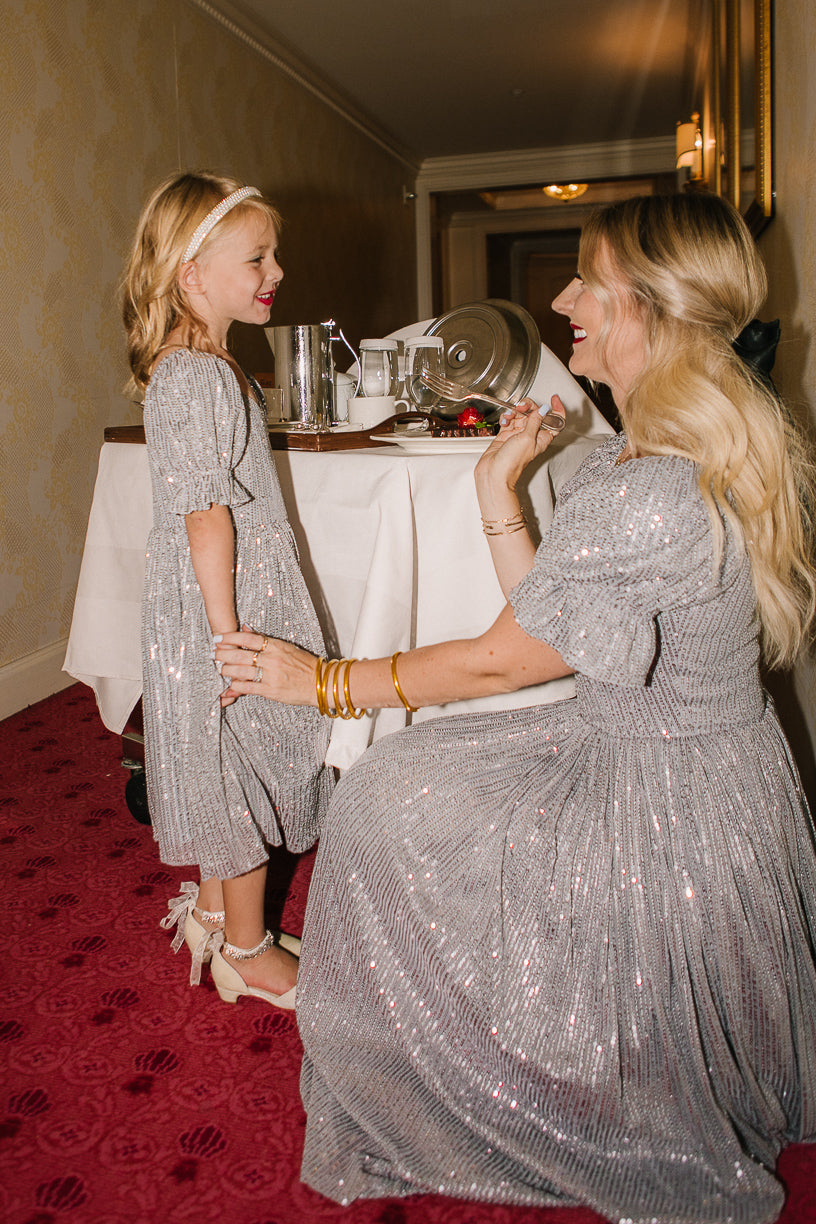 Mini Clara Dress in Gunmetal Sequins - FINAL SALE