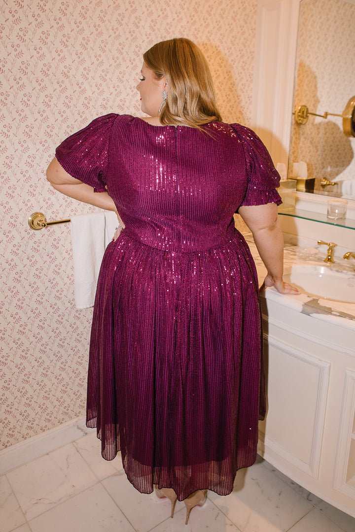 Clara Dress in Plum Sequins - FINAL SALE