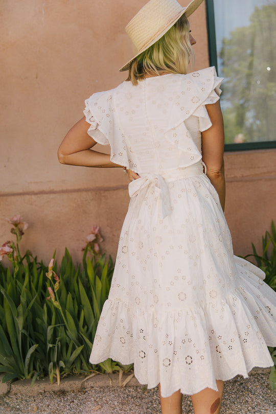 Clary Dress in Cream Eyelet