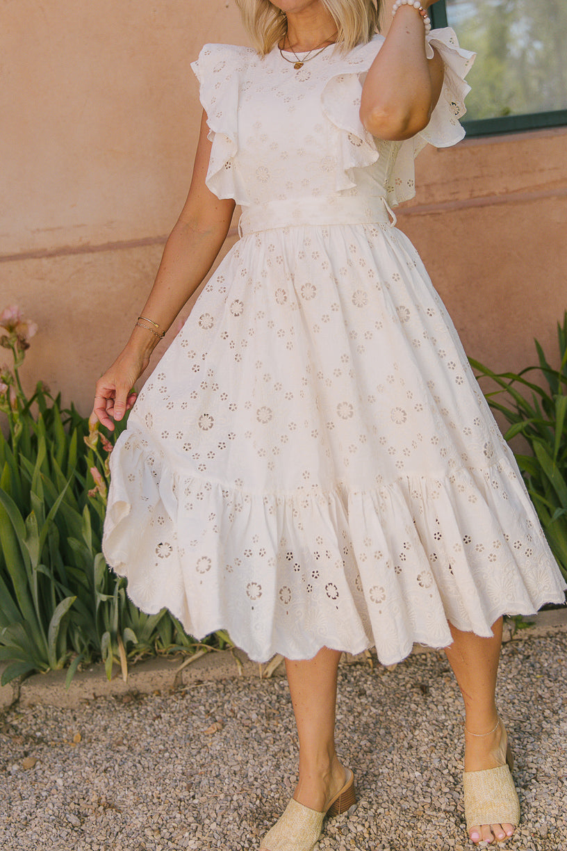 Clary Dress in Cream Eyelet