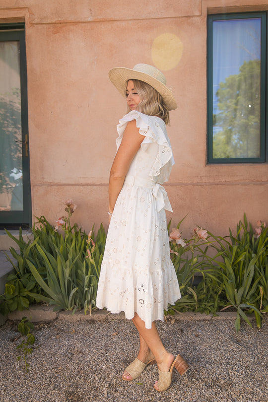 Clary Dress in Cream Eyelet
