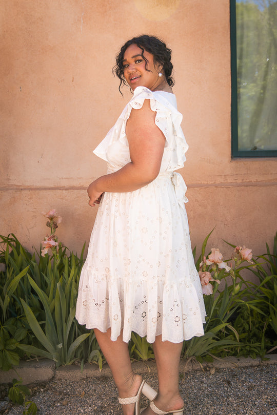 Clary Dress in Cream Eyelet
