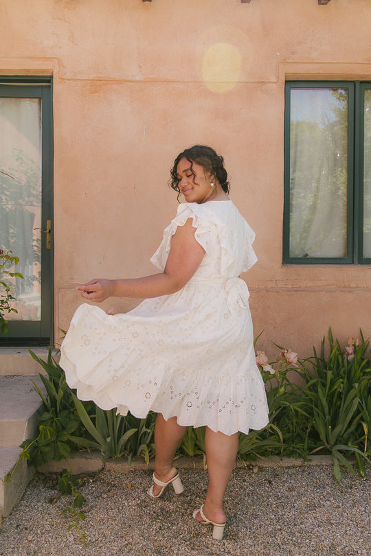 Clary Dress in Cream Eyelet