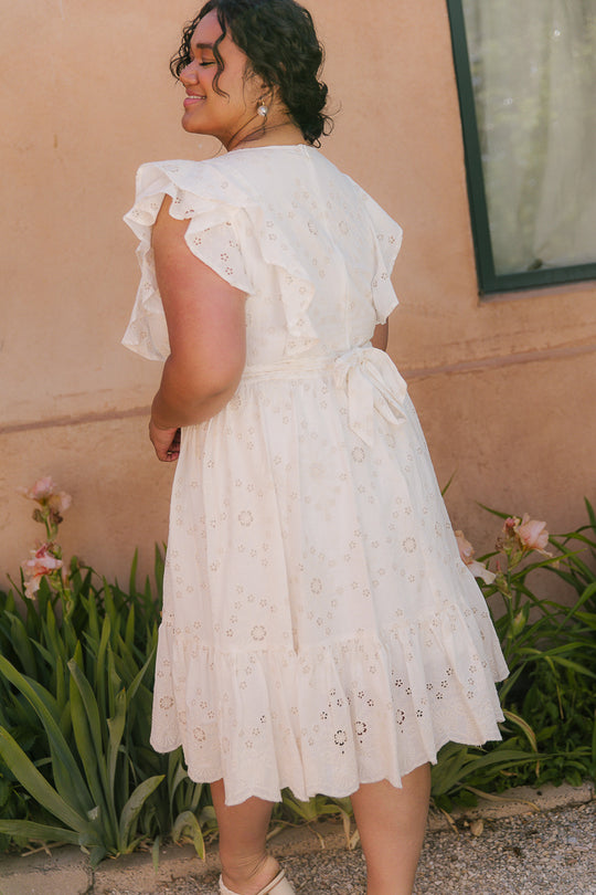 Clary Dress in Cream Eyelet
