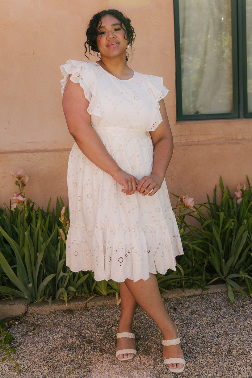 Clary Dress in Cream Eyelet