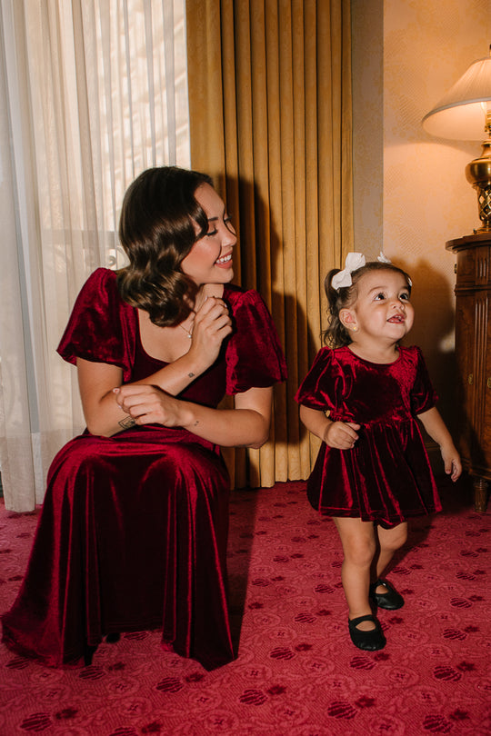 Baby Cleo Dress Set in Wine