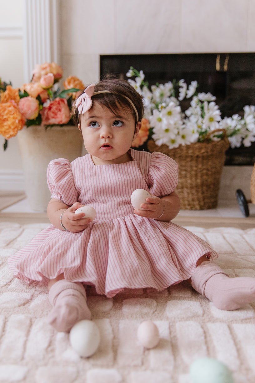 Baby Cupcake Dress Set in Pink Stripe-Baby