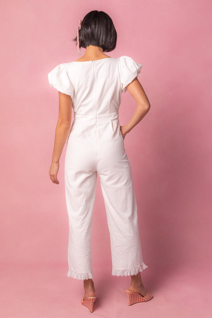 Dahlia Jumpsuit in White-Adult