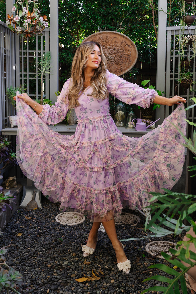 Purple Floral Print Dress - Ruffled Dress - Surplice Mini Dress - Lulus