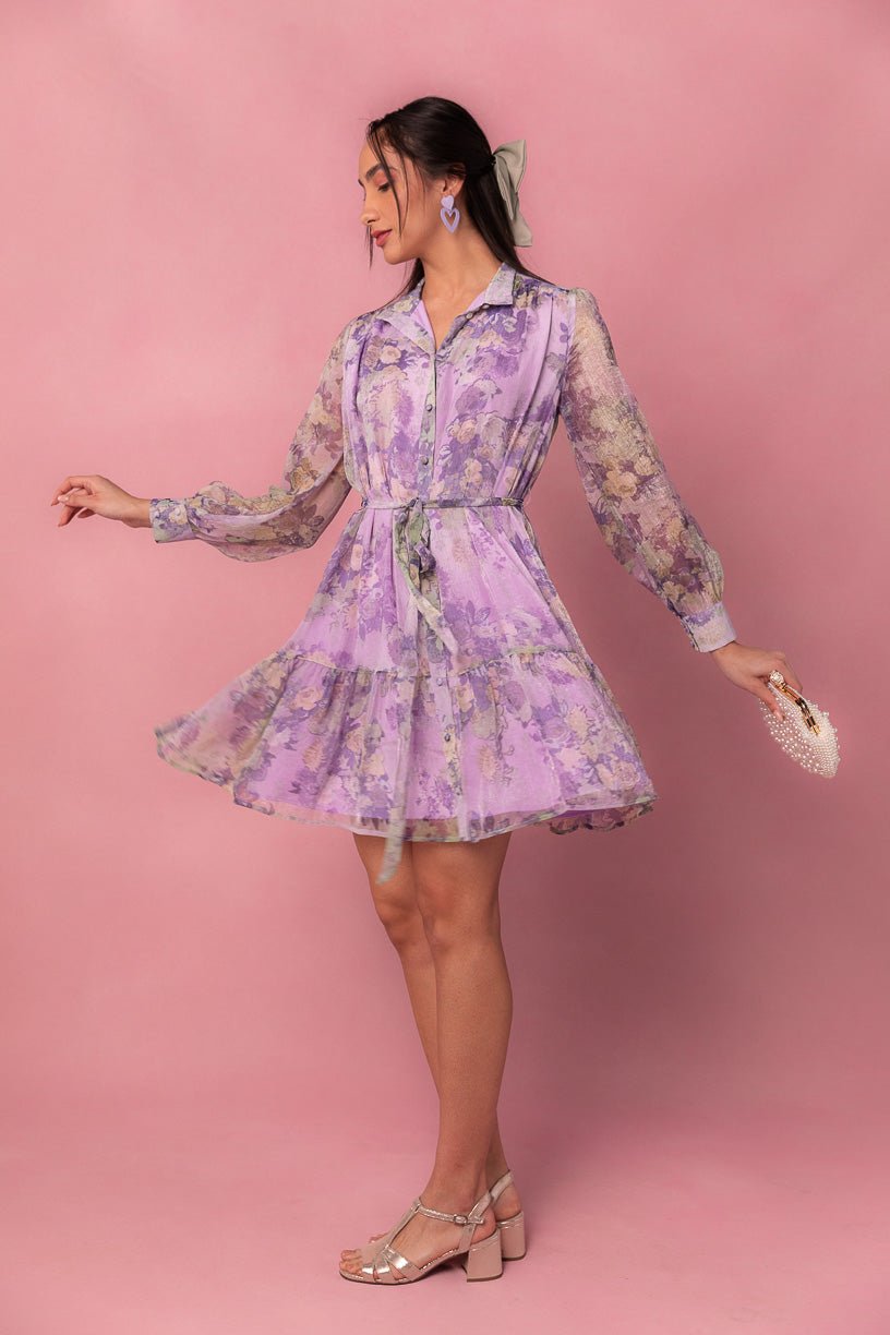Buy Dark Purple Floral Printed Vacay Dress Online - W for Woman