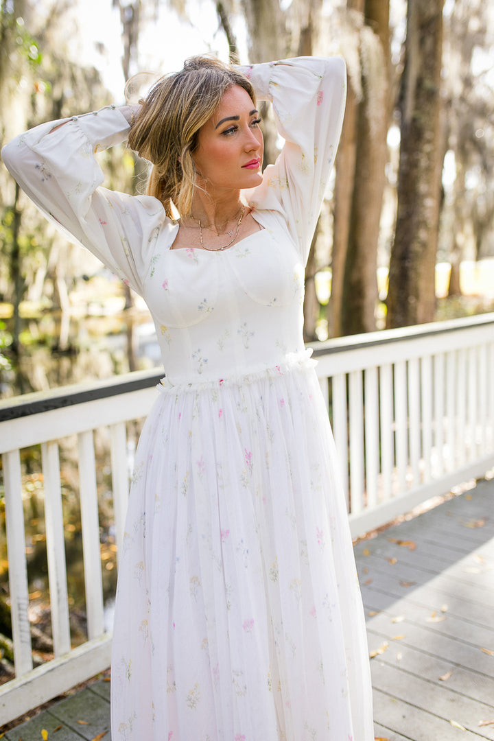 Florence Dress in White Floral - FINAL SALE