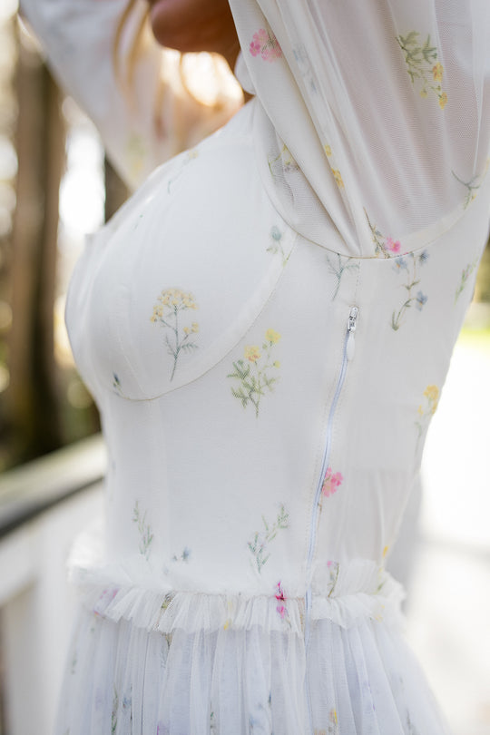 Florence Dress in White Floral