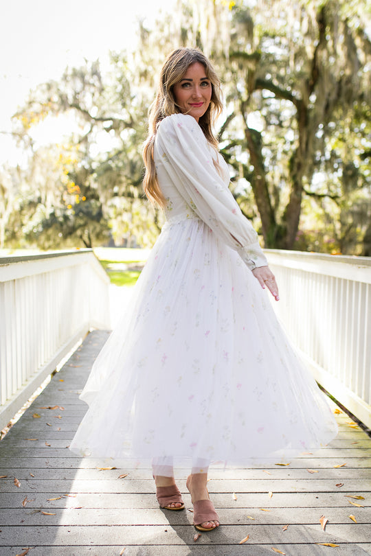 Florence Dress in White Floral