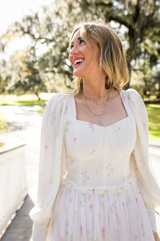 Florence Dress in White Floral