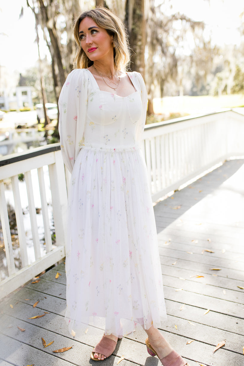 Florence Dress in White Floral - FINAL SALE