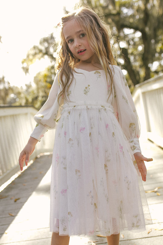 Mini Florence Dress in White Floral