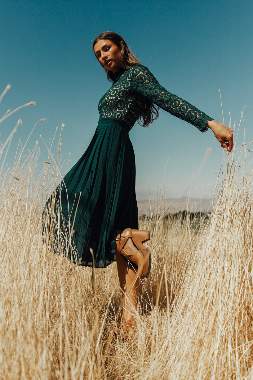 Arabella Lace Dress in Hunter Green