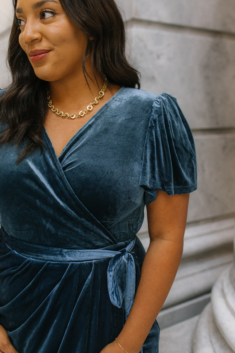 Lillie Dress in Blue Velvet - FINAL SALE