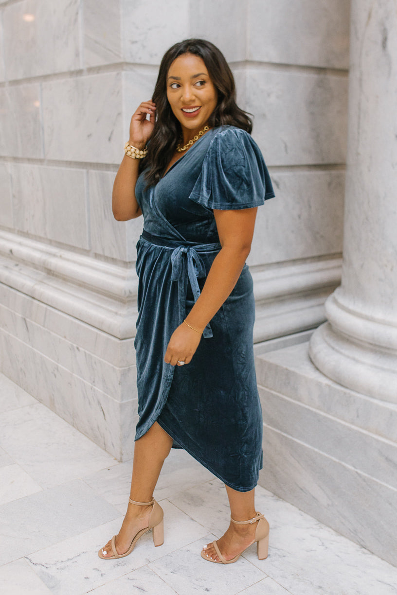 Lillie Dress in Blue Velvet - FINAL SALE