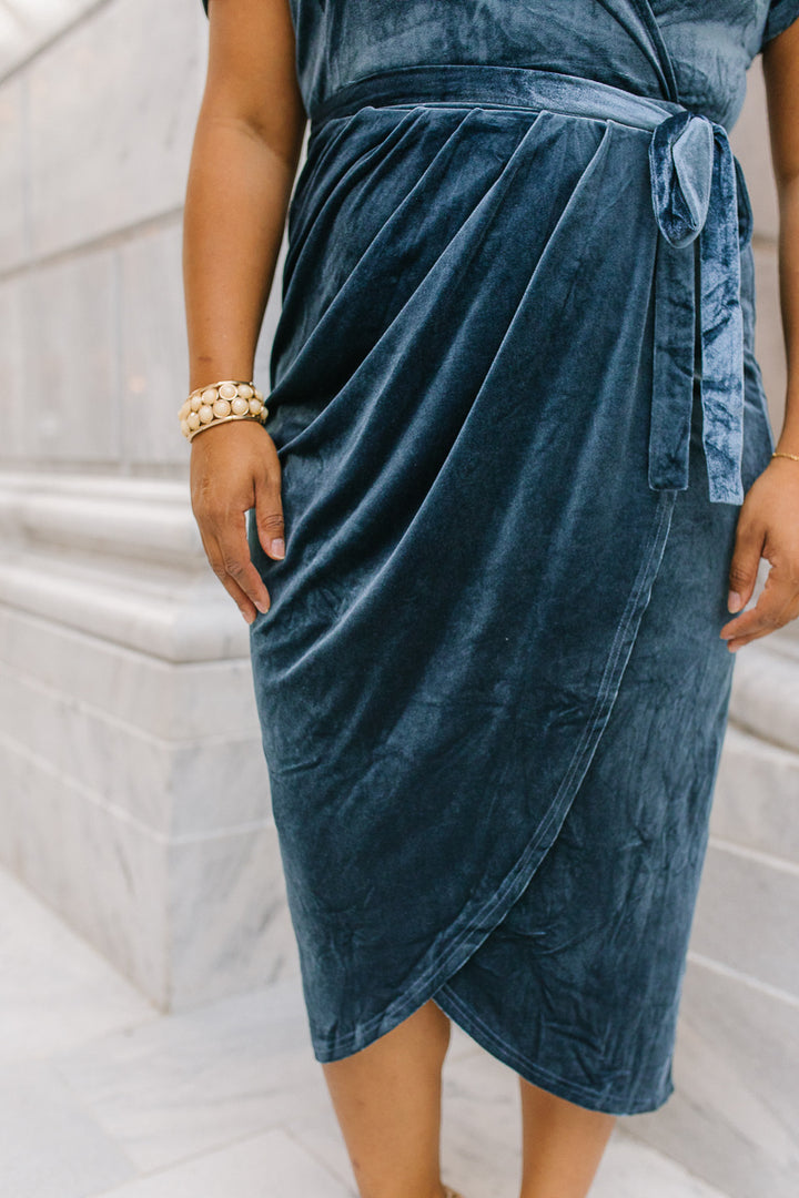 Lillie Dress in Blue Velvet - FINAL SALE