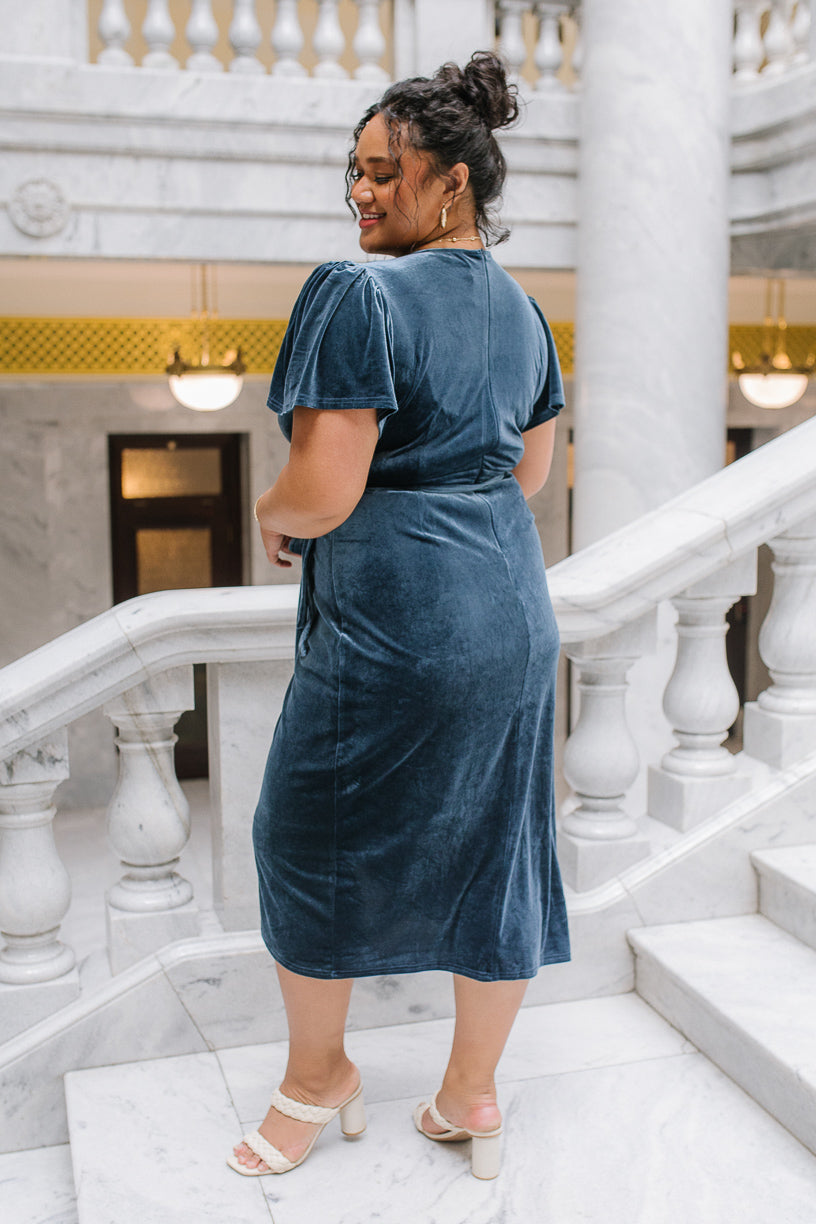 Lillie Dress in Blue Velvet - FINAL SALE