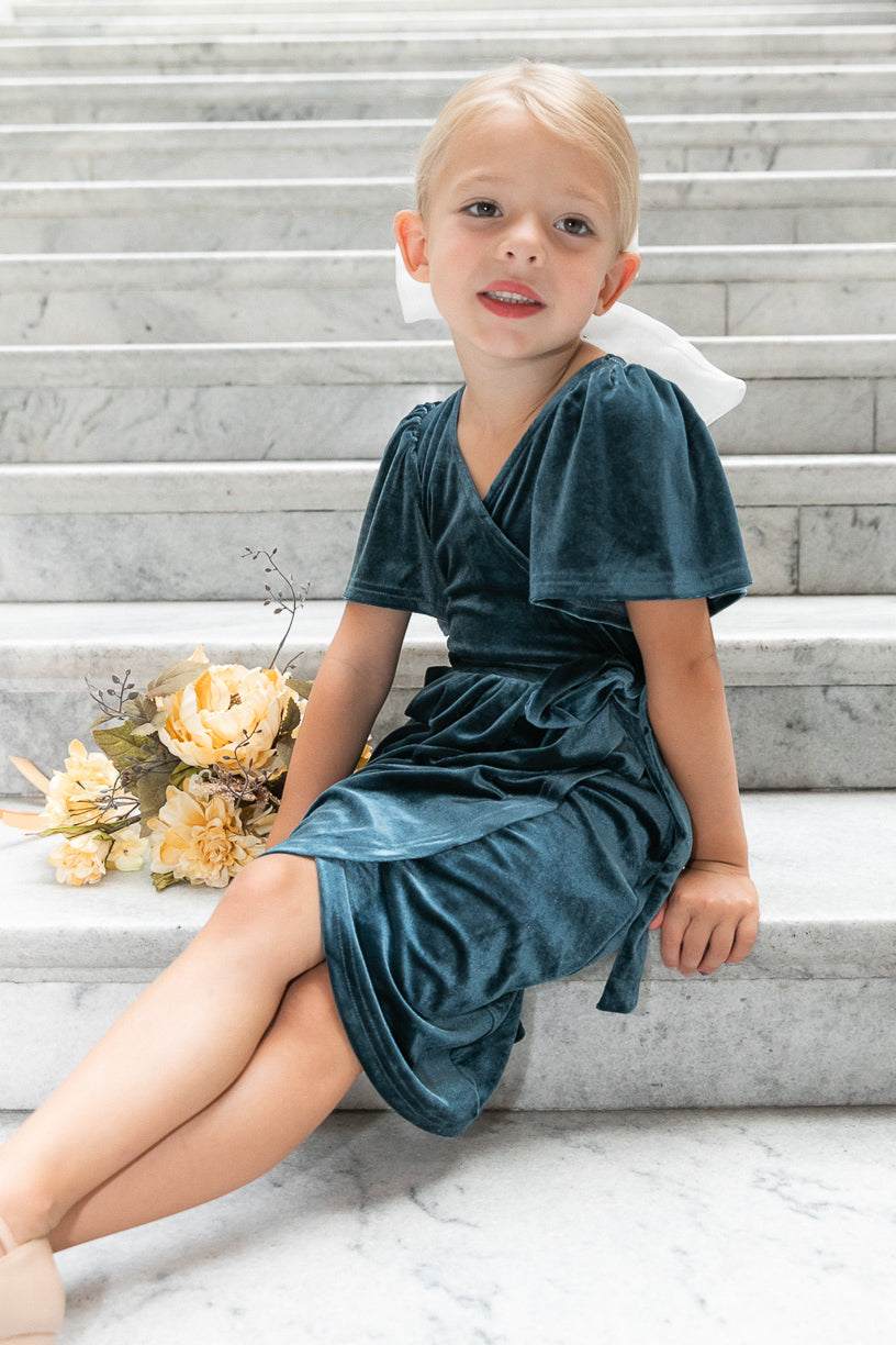 Mini Lillie Dress in Blue Velvet - FINAL SALE